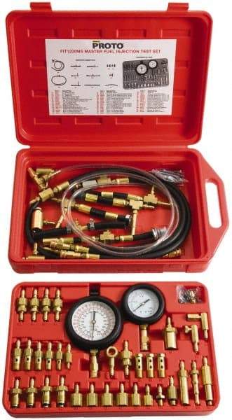 Proto - 2' Hose Length, 0 to 145 psi, Mechanical Automotive Fuel Injection Tester - 1 Lb Graduation - Benchmark Tooling