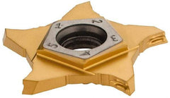 Iscar - PENTA Z IC1008 Grade, 0.0787" Cutting Width, Carbide Cutoff Insert - 15° Right Hand Lead Angle, 0.004" Cnr Rad, TiAlN/TiN Coated, Other End - Benchmark Tooling