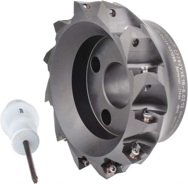 Kennametal - 6" Cut Diam, 0.138" Max Depth, 1-1/2" Arbor Hole, 12 Inserts, XE 16 Insert Style, Indexable Copy Face Mill - C7792VXE16-6.0Z12 Cutter Style, 2.48" High, Series 7792 - Benchmark Tooling