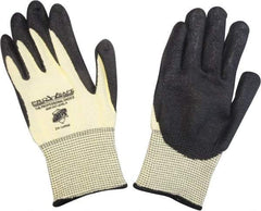 PRO-SAFE - Size 2XL (11), ANSI Cut Lvl 4, Puncture Lvl 2, Abrasion Lvl 4, Nitrile Coated ATA Cut & Puncture Resistant Gloves - 10" Long, Palm & Fingertips Coated, ATA Lining, Knit Wrist, Yellow/Black, Paired - Benchmark Tooling