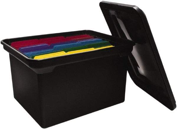 ADVANTUS - 1 Compartment, 14-1/8 Inch Wide x 18 Inch Deep x 10-3/4 Inch High, Portable File Box - Plastic, Black - Benchmark Tooling