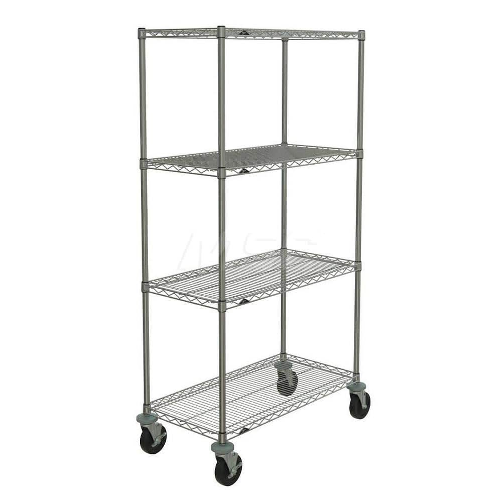 Metro - Carts; Type: Wire ; Load Capacity (Lb.): 600.000 ; Number of Shelves: 4 ; Width (Inch): 20-3/16 ; Length (Inch): 38 ; Height (Inch): 67-7/8 - Exact Industrial Supply