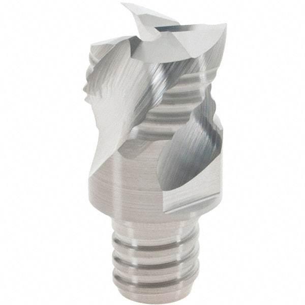 Iscar - MM ERAT10 IC08 Grade Carbide End Mill Milling Tip Insert - Uncoated, 3 Flutes, 0.625" Cut Diam, 0.42" Depth of Cut, 0.81" Extension, 0.008" Cnr Rad, 45° Helix Angle - Benchmark Tooling