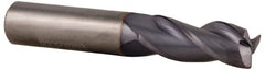 Accupro - 3/8", 3 Flute, Single End, Solid Carbide, 0.02" Corner Radius End Mill - 2" OAL, 35° Helix, Right Hand Flute, 1/2" LOC, Right Hand Cut - Benchmark Tooling