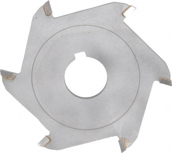 Made in USA - 4" Diam x 3/32" Blade Thickness x 1" Arbor Hole Diam, 6 Tooth Slitting and Slotting Saw - Arbor Connection, Right Hand, Uncoated, Carbide-Tipped, Contains Keyway - Benchmark Tooling