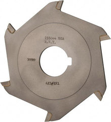 Made in USA - 4" Diam x 1/8" Blade Thickness x 1" Arbor Hole Diam, 6 Tooth Slitting and Slotting Saw - Arbor Connection, Right Hand, Uncoated, Carbide-Tipped, Contains Keyway - Benchmark Tooling