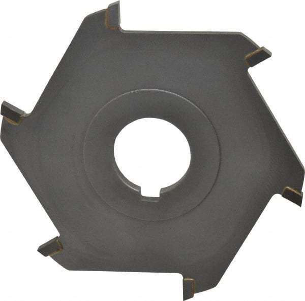 Made in USA - 4" Diam x 3/16" Blade Thickness x 1" Arbor Hole Diam, 6 Tooth Slitting and Slotting Saw - Arbor Connection, Right Hand, Uncoated, Carbide-Tipped, Contains Keyway - Benchmark Tooling