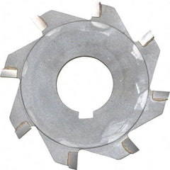 Made in USA - 3" Diam x 1/8" Blade Thickness x 1" Arbor Hole Diam, 8 Tooth Slitting and Slotting Saw - Arbor Connection, Right Hand, Uncoated, Carbide-Tipped, Contains Keyway - Benchmark Tooling