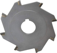 Made in USA - 4" Diam x 1/8" Blade Thickness x 1" Arbor Hole Diam, 8 Tooth Slitting and Slotting Saw - Arbor Connection, Right Hand, Uncoated, Carbide-Tipped, Contains Keyway - Benchmark Tooling