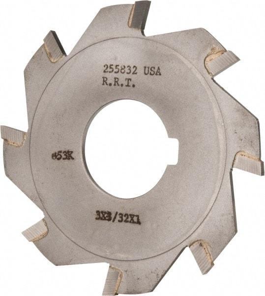 Made in USA - 3" Diam x 3/32" Blade Thickness x 1" Arbor Hole Diam, 8 Tooth Slitting and Slotting Saw - Arbor Connection, Right Hand, Uncoated, Carbide-Tipped, Contains Keyway - Benchmark Tooling