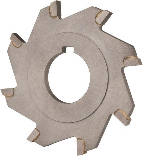 Made in USA - 3" Diam x 3/16" Blade Thickness x 1" Arbor Hole Diam, 8 Tooth Slitting and Slotting Saw - Arbor Connection, Right Hand, Uncoated, Carbide-Tipped, Contains Keyway - Benchmark Tooling