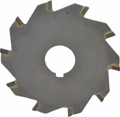 Made in USA - 4" Diam x 1/8" Blade Thickness x 1" Arbor Hole Diam, 10 Tooth Slitting and Slotting Saw - Arbor Connection, Right Hand, Uncoated, Carbide-Tipped, Contains Keyway - Benchmark Tooling