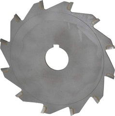 Made in USA - 5" Diam x 3/32" Blade Thickness x 1" Arbor Hole Diam, 12 Tooth Slitting and Slotting Saw - Arbor Connection, Right Hand, Uncoated, Carbide-Tipped, Contains Keyway - Benchmark Tooling