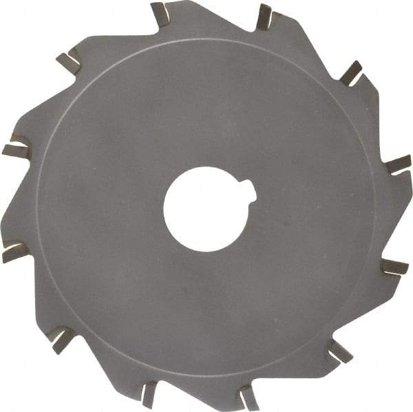 Made in USA - 5" Diam x 1/8" Blade Thickness x 1" Arbor Hole Diam, 12 Tooth Slitting and Slotting Saw - Arbor Connection, Right Hand, Uncoated, Carbide-Tipped, Contains Keyway - Benchmark Tooling