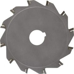 Made in USA - 5" Diam x 1/8" Blade Thickness x 1" Arbor Hole Diam, 12 Tooth Slitting and Slotting Saw - Arbor Connection, Right Hand, Uncoated, Carbide-Tipped, Contains Keyway - Benchmark Tooling