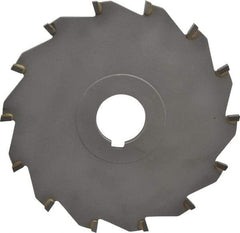 Made in USA - 6" Diam x 1/4" Blade Thickness x 1-1/4" Arbor Hole Diam, 14 Tooth Slitting and Slotting Saw - Arbor Connection, Right Hand, Uncoated, Carbide-Tipped, Contains Keyway - Benchmark Tooling