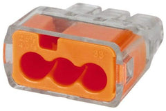 Ideal - 3 Port, 18 to 12 AWG Compatible, Push-In Wire Connector - 0.78" OAL x 0.69" OAW x 0.38" OAH, Orange - Benchmark Tooling