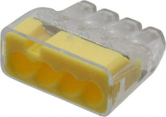 Ideal - 4 Port, 18 to 12 AWG Compatible, Push-In Wire Connector - 0.78" OAL x 0.82" OAW x 0.38" OAH, Yellow - Benchmark Tooling