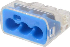 Ideal - 3 Port, 14 to 10 AWG Compatible, Push-In Wire Connector - 0.78" OAL x 0.086" OAW x 0.45" OAH, Blue - Benchmark Tooling