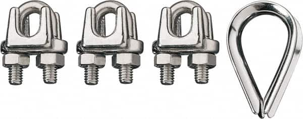 Ronstan - 1/4" Wire Rope Thimble Clip Kit - 316 Stainless Steel, Electropolished - Benchmark Tooling