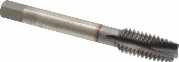 OSG - 7/16-14 UNC, 3 Flute, TiCN Finish, High Speed Steel Spiral Point Tap - Plug Chamfer, Right Hand Thread, 3-5/32" OAL, 1-7/16" Thread Length, 0.323" Shank Diam - Exact Industrial Supply