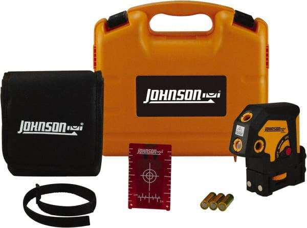 Johnson Level & Tool - 5 Beam 200' (Interior) Max Range Self Leveling Dot Laser Level - Red Beam, 1/8" at 50' Accuracy, 4-1/4" Long x 4-1/2" Wide x 2-1/2" High, Battery Included - Benchmark Tooling