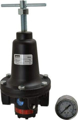 Parker - 3/4 NPT Port, 400 CFM, Zinc Heavy-Duty T-Handle Regulator - 2 to 125 psi Range, 300 Max psi Supply Pressure, 1/4" Gauge Port Thread, 4.38" Wide x 10" High - Benchmark Tooling