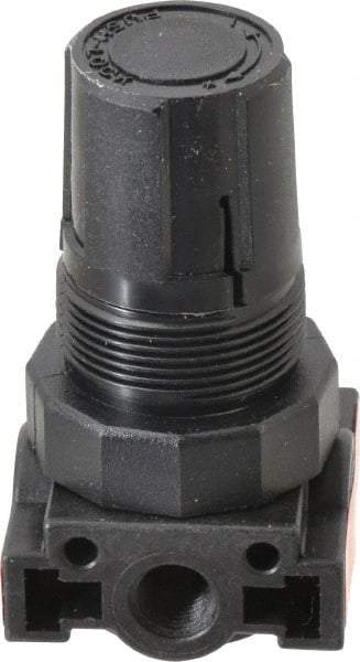 Parker - 1/4 NPT Port, Plastic Miniature Regulator - 0 to 125 psi Range, 150 Max psi Supply Pressure, 1/8" Gauge Port Thread, 1.6" Wide x 3.1" High - Benchmark Tooling