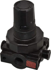 Parker - 1/4 NPT Port, Plastic Miniature Regulator - 0 to 25 psi Range, 150 Max psi Supply Pressure, 1/4" Gauge Port Thread, 2.06" Wide x 3.43" High - Benchmark Tooling