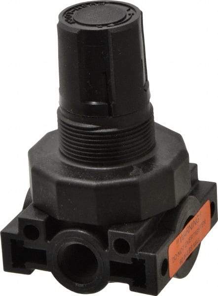 Parker - 1/4 NPT Port, Plastic Miniature Regulator - 0 to 25 psi Range, 150 Max psi Supply Pressure, 1/4" Gauge Port Thread, 2.06" Wide x 3.43" High - Benchmark Tooling