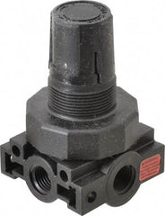 Parker - 1/4 NPT Port, Plastic Miniature Regulator - 0 to 60 psi Range, 150 Max psi Supply Pressure, 1/4" Gauge Port Thread, 2.06" Wide x 3.43" High - Benchmark Tooling