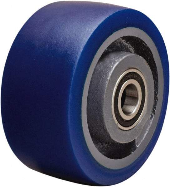Hamilton - 4 Inch Diameter x 2 Inch Wide, Polyurethane Mold on to Cast Iron Center Caster Wheel - 600 Lb. Capacity, 2-1/4 Inch Hub Length, 1/2 Inch Axle Diameter, Sealed Precision Ball Bearing - Benchmark Tooling