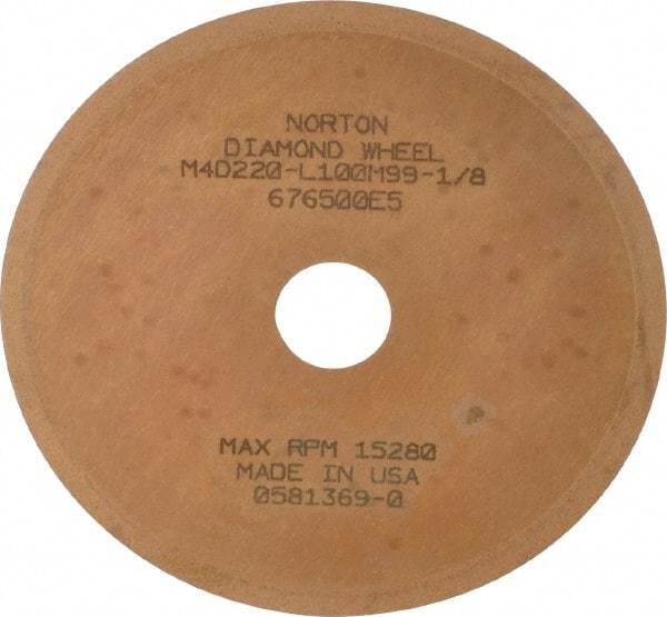Norton - 3" Diam x 1/2" Hole x 0.01" Thick, 220 Grit Surface Grinding Wheel - Diamond, Type 1A1, Very Fine Grade, Metal Bond - Benchmark Tooling