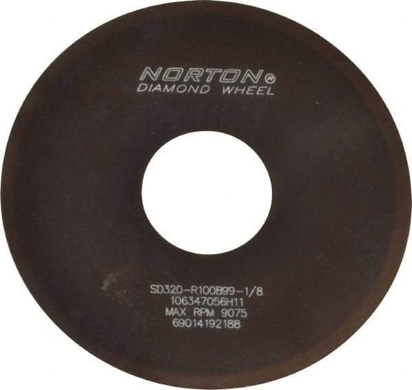 Norton - 4" Diam x 1-1/4" Hole x 0.02" Thick, 320 Grit Surface Grinding Wheel - Diamond, Type 1A1, Extra Fine Grade, Resinoid Bond - Benchmark Tooling