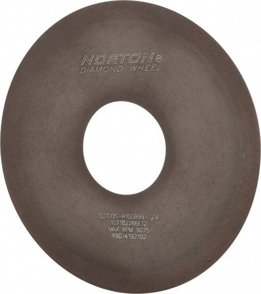 Norton - 4" Diam x 1-1/4" Hole x 1/32" Thick, 100 Grit Surface Grinding Wheel - Diamond, Type 1A1, Fine Grade, Resinoid Bond - Benchmark Tooling