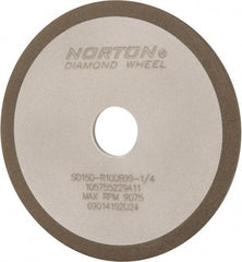 Norton - 4" Diam x 3/4" Hole x 1/8" Thick, 150 Grit Surface Grinding Wheel - Diamond, Type 1A1, Very Fine Grade, Resinoid Bond - Benchmark Tooling