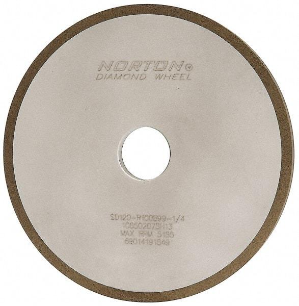 Norton - 7" Diam x 1-1/4" Hole x 3/8" Thick, 120 Grit Surface Grinding Wheel - Diamond, Type 1A1, Fine Grade, Resinoid Bond - Benchmark Tooling