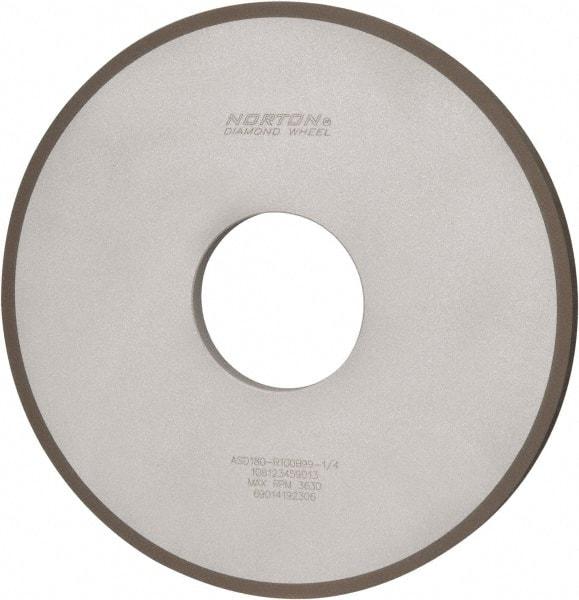 Norton - 10" Diam x 3" Hole x 1/2" Thick, 180 Grit Surface Grinding Wheel - Diamond, Type 1A1, Very Fine Grade, Resinoid Bond - Benchmark Tooling