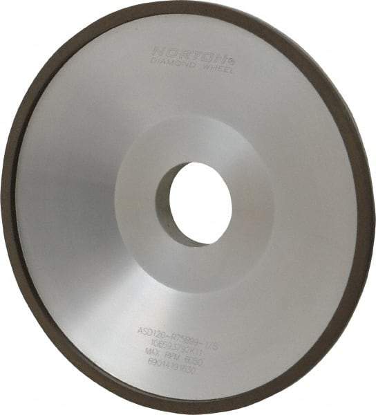 Norton - 6" Diam, 1-1/4" Hole Size, 1" Overall Thickness, 120 Grit, Type 12 Tool & Cutter Grinding Wheel - Fine Grade, Diamond, Resinoid Bond - Benchmark Tooling