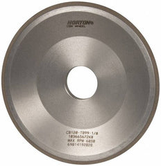 Norton - 6" Diam, 1-1/4" Hole Size, 3/4" Overall Thickness, 120 Grit, Type 12 Tool & Cutter Grinding Wheel - Fine Grade, CBN, Resinoid Bond - Benchmark Tooling
