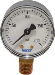 Wika - 2" Dial, 1/4 Thread, 0-200 Scale Range, Pressure Gauge - Lower Connection Mount, Accurate to 3-2-3% of Scale - Benchmark Tooling