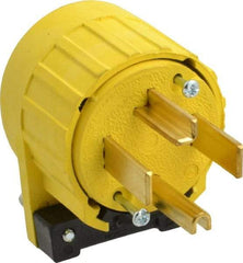 Pass & Seymour - 125/250 VAC, 30 Amp, 14-30P NEMA, Angled, Ungrounded, Specification Grade Plug - 3 Pole, 4 Wire, Yellow - Benchmark Tooling