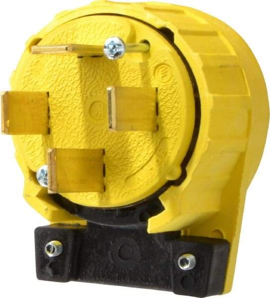 Pass & Seymour - 120/208 VAC, 60 Amp, 18-60P NEMA, Angled, Ungrounded, Specification Grade Plug - 4 Pole, 4 Wire, Yellow - Benchmark Tooling