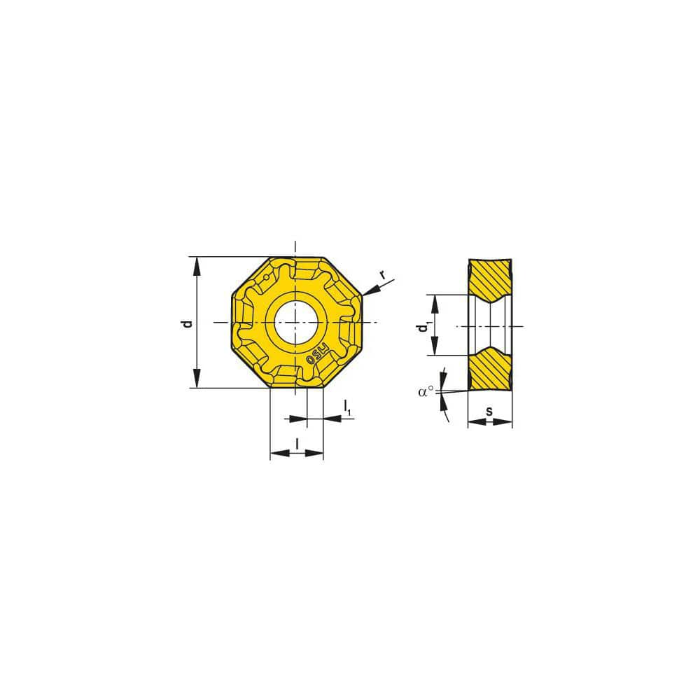 Milling Insert:  OAKU 060508SR-M50 CTPK220,  CTPK220,  Solid Carbide N/A Finish,  1.0000″ OAW