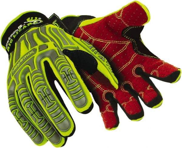 HexArmor - Size L (9), ANSI Cut Lvl 2, Puncture Lvl 2, HPPE Fiber Cut & Puncture Resistant Gloves - 11" Long, Hi-Vis Lime, Paired - Benchmark Tooling