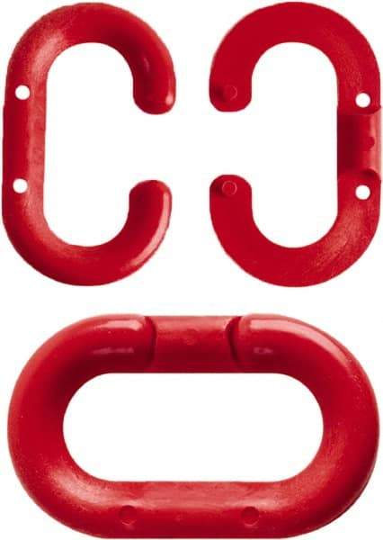 NMC - 2" High x 1/4" Long x 4" Wide Barrier Connecting Link - Plastic, Uncoated, Red, Use with Plastic Chain - Benchmark Tooling
