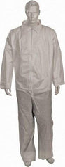 PRO-SAFE - Size 5XL Film Laminate General Purpose Coveralls - White, Zipper Closure, Elastic Cuffs, Open Ankles, Serged Seams, ISO Class 5 - Benchmark Tooling