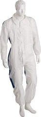 PRO-SAFE - Size 5XL SMS Chemical Resistant Coveralls - Blue, Zipper Closure, Elastic Cuffs, Elastic Ankles, Serged Seams, ISO Class 6 - Benchmark Tooling