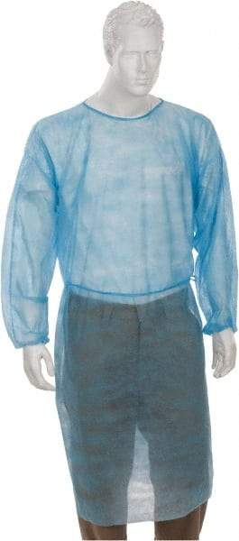 PRO-SAFE - Size Universal Blue Isolation Gown without Pockets - Polypropylene, Tie Front, Open Cuffs - Benchmark Tooling