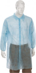 Pack of (30) Size L Blue Lab Coats without Pockets SMS, Snap Front, Knit Cuffs